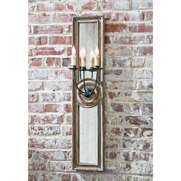 Three Arm Mirror Panel Sconce Small
